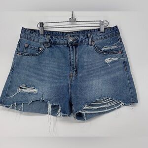 61- WILD FABLE Jean shorts sz 12 woman’s button fly cut off distressed HIGH RISE